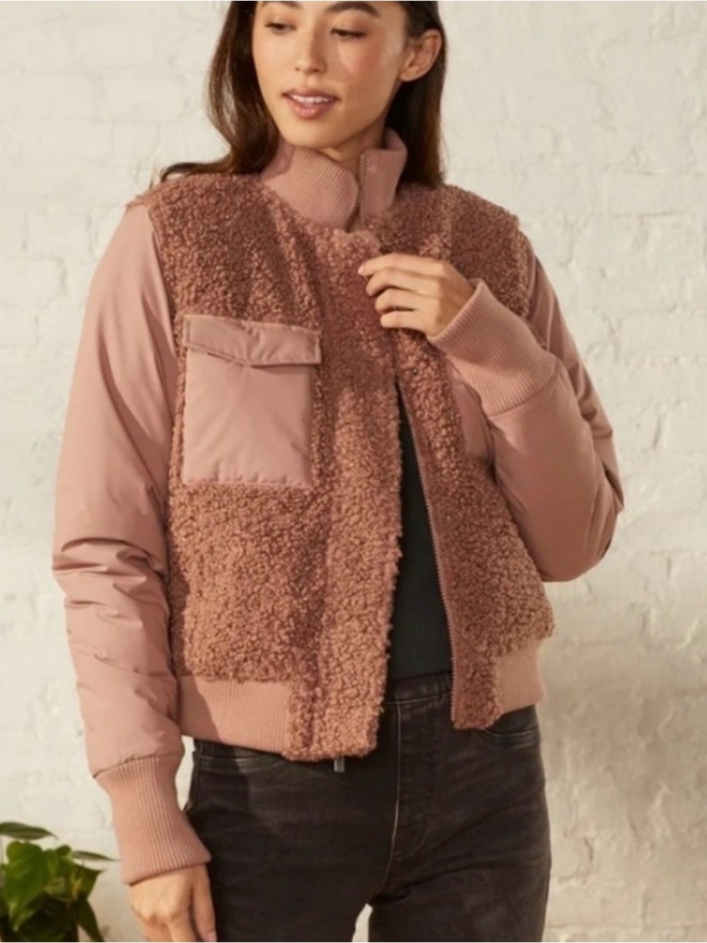 UpWest Mauve Sherpa Bomber Jacket - like new!